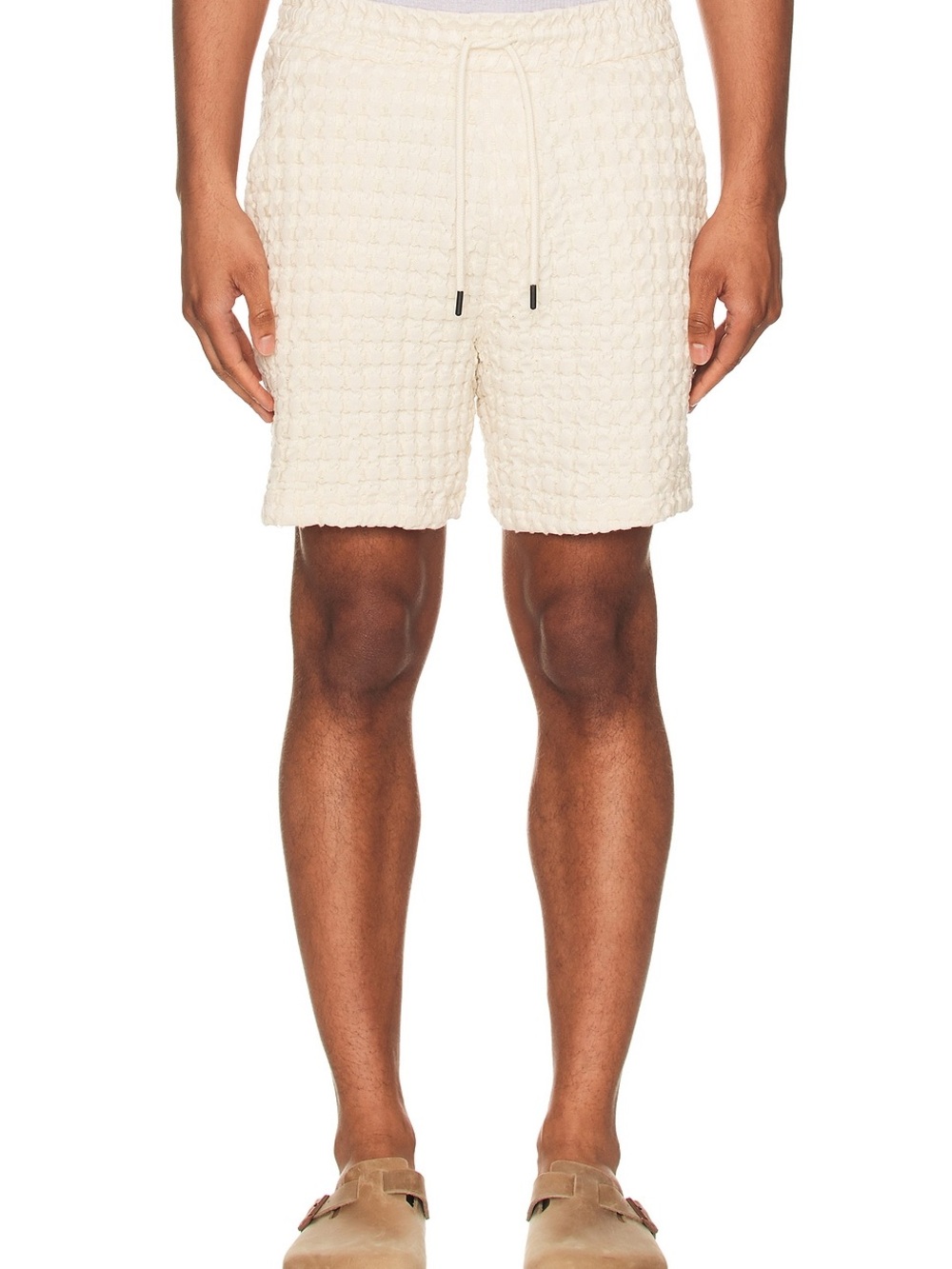 OAS Cream Waffle-Texture Swim Trunks